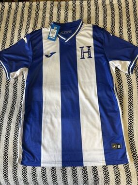 Honduras Blue & White Striped Soccer Jersey